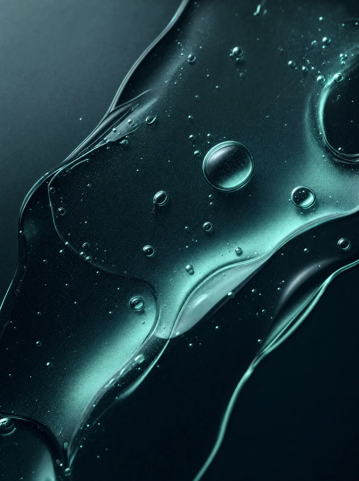 Macro of the NAPEA serum texture on dark glass